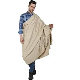 cambik Men's Woollen Warm Pashmina Shawls Meditation Dushala Lohi Soft Comfortable Stole Solid Color (Light Coffee)-picture-53