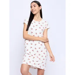 Camey Conversational Printed Pure Cotton T-shirt Nightdress-picture-32