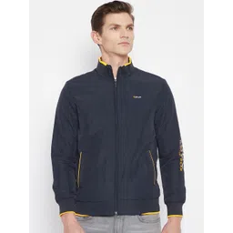 Camey Men Navy Blue Solid Lightweight Bomber Jacket-picture-39