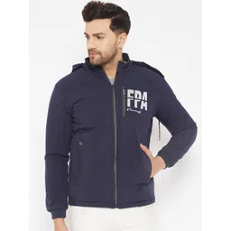 Camey Typography Printed Hooded Neck Long Sleeves Lightweight Bomber Jacket-picture-17