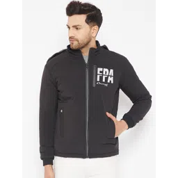 Camey Typography Printed Hooded Neck Long Sleeves Lightweight Bomber Jacket-picture-36