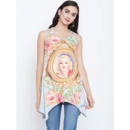 Camey Women Grey & Gold-Coloured Printed Longline Top-picture-38