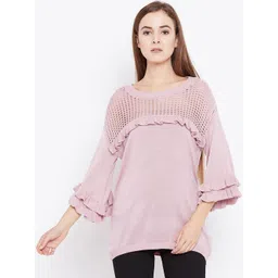 Camey Women Pink Self Design Acrylic Top-picture-17