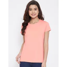 Camey Women Pink Solid Round Neck T-shirt-picture-13