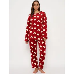 camey Women Top & Pyjama Set Red Printed-picture-11