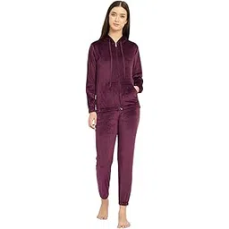 camey Women’s Full Sleeve Hooded Nightsuit Set – Soft Velour Lounge Wear with Elastic Waistband & Side Pockets – Comfortable Home Wear for Daily Use-picture-11