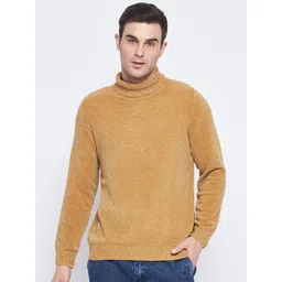 CAMLA Open Knit Self Design Turtle Neck Pullover Sweater-picture-33