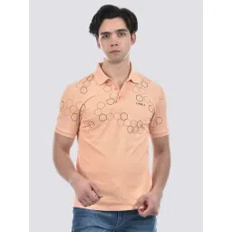 Camla Orange Cotton Regular Fit Printed Polo T-Shirts-picture-22