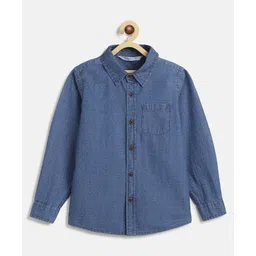 Campana 100% Cotton Full Sleeves Textured Shirt - Blue-picture-21