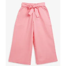 Campana 100% Cotton Solid Culottes Trousers with Belt - Pink-picture-19