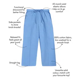 Campana 100% Cotton Solid Trousers - True Blue image 3