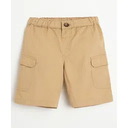Campana 100% Cotton Woven Solid Cargo Shorts - Beige-picture-36