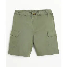 Campana 100% Cotton Woven Solid Cargo Shorts - Sage Green-picture-34