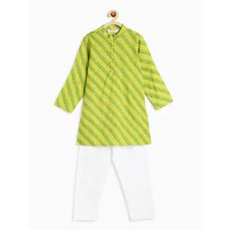 Campana Boys Bandhani Printed Mandarin Collar Regular Pure Cotton Kurta with Pyjamas-picture-37