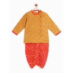 Campana Boys Ethnic Motifs Printed Pure Cotton Kurta With Dhoti Pants-picture-10
