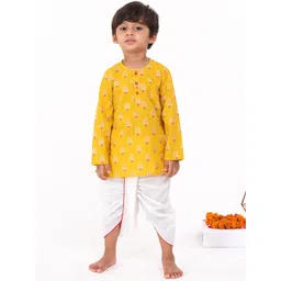 Campana Boys Ethnic Motifs Printed Regular Pure Cotton Kurta with Dhoti Pants-picture-50