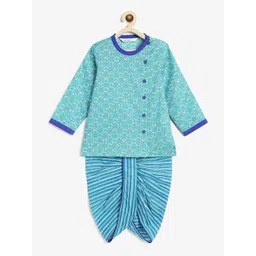 Campana Boys Floral Printed Angrakha Pure Cotton Kurta with Dhoti Pants-picture-24