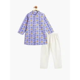 Campana Boys Floral Printed Mandarin Collar Pure Cotton Kurta with Pyjamas-picture-33