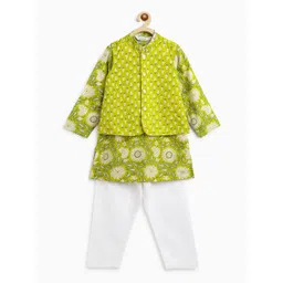 Campana Boys Floral Printed Pure Cotton Kurta & Pyjamas with Jacket-picture-19