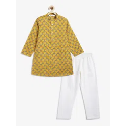 Campana Boys Floral Printed Regular Kantha Work Pure Cotton Kurta with Pyjamas-picture-21