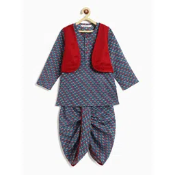 Campana Boys Floral Printed Regular Pure Cotton Kurta with Dhoti Pants-picture-27