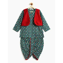 Campana Boys Floral Printed Regular Pure Cotton Kurta with Dhoti Pants-picture-28