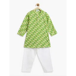 Campana Boys Floral Printed Regular Pure Cotton Kurta with Pyjamas-picture-22