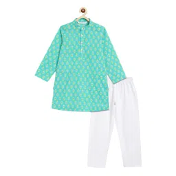 Campana Boys Floral Printed Regular Pure Cotton Kurta with Pyjamas-picture-14