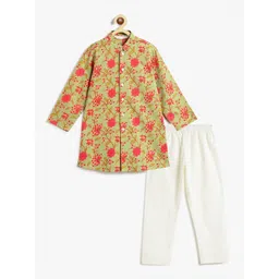 Campana Boys Floral Printed Regular Pure Cotton Kurta with Pyjamas-picture-18