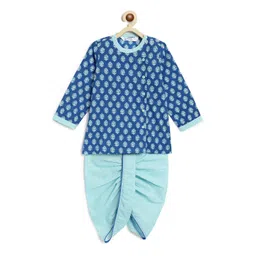 Campana Boys Floral Printed Regular Pure Cotton Straight Kurta With Dhoti Pants-picture-29