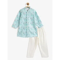 Campana Boys Floral Printed Regular Sequinned Kurta with Pyjamas-picture-54
