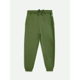 Campana Boys Olive Green Pure Cotton Solid Joggers-picture-39