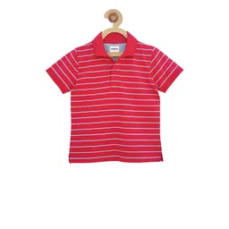 Campana Boys Red & White Striped Polo Collar T-shirt-picture-50
