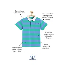 Campana Boys Striped Polo Collar Cotton T-shirt image 3