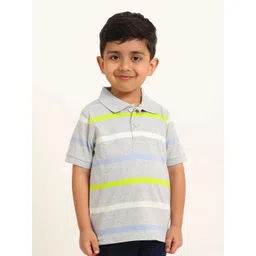 Campana Boys Striped Polo Collar Pure Cotton T-Shirt-picture-16