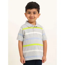 Campana Boys Striped Polo Collar Pure Cotton T-Shirt-picture-17