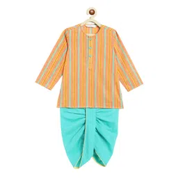 Campana Boys Striped Regular Pure Cotton Straight Kurta With Dhoti Pants-picture-36