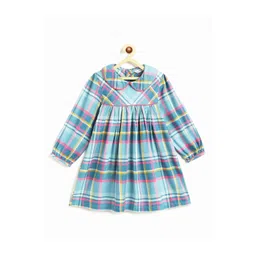 Campana Checked Peter Pan Collar Puff Sleeve Empire Dress-picture-37