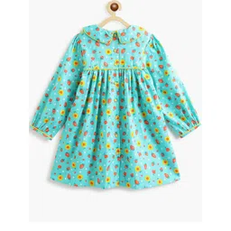 Campana Floral Print Peter Pan Collar Puff Sleeve Empire Dress-picture-25