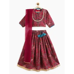 Campana Girls Printed Sequinned Ready to Wear Lehenga & Blouse With Dupatta-picture-23