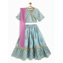 Campana Girls Printed Zari Ready to Wear Lehenga & Blouse With Dupatta-picture-32