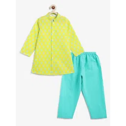 Campana Infant Boys Lime and Turquoise Cotton Printed Kurta Set-picture-38