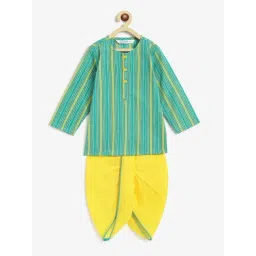 Campana Kids Green & Yellow Cotton Printed Full Sleeves Kurta & Dhoti-picture-44