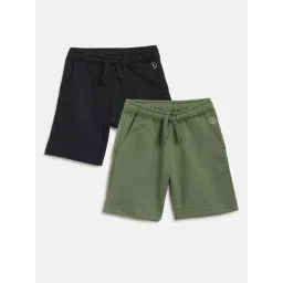Campana Kids Grey & Olive Solid Shorts (Pack Of 2)-picture-38