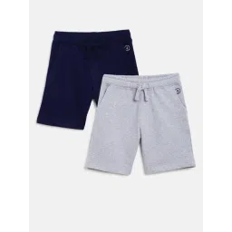 Campana Kids Navy & Grey Melange Solid Shorts (Pack Of 2)-picture-15
