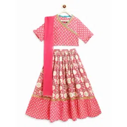 Campana Kids Pink Floral Print Lehenga, Choli with Dupatta-picture-25