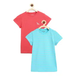 Campana Kids Turquoise & Coral Striped Top (Pack Of 2)-picture-38