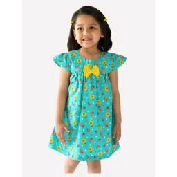 Campana Kids Turquoise Printed Dress-picture-36