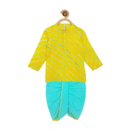 Campana Kids Yellow & Blue Cotton Striped Kurta Set-picture-26
