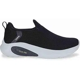 campus Men's Slip-On Walking Shoes, Black and White, Knitted Mesh Upper, Lightweight Comfort-picture-11